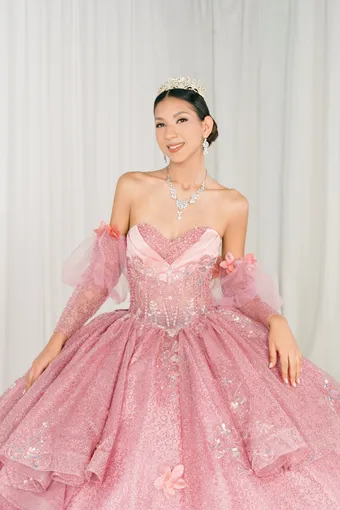 Cinderella Couture 8385JQ 3D Applique Lace Embo Beades On Tulle #9 frontface vertical cropped thumbnail