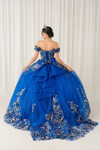 Cinderella Couture 8420JQ Gold 3D Applique Florals And Beads On Tulle #11 backface vertical thumbnail