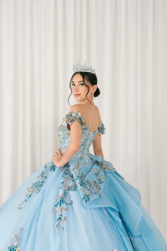 Cinderella Couture 8420JQ Gold 3D Applique Florals And Beads On Tulle #28 backface vertical cropped thumbnail