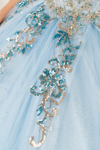 Cinderella Couture 8420JQ Gold 3D Applique Florals And Beads On Tulle #24 vertical cropped thumbnail
