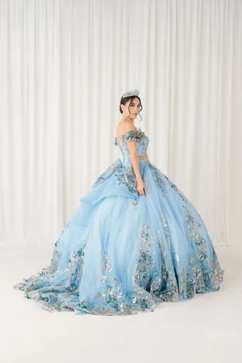 Cinderella Couture 8420JQ Gold 3D Applique Florals And Beads On Tulle #8 default backface vertical thumbnail