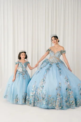 Cinderella Couture 8420JQ Gold 3D Applique Florals And Beads On Tulle #6 frontface vertical thumbnail