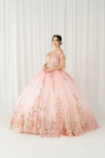 Cinderella Couture 8420JQ Gold 3D Applique Florals And Beads On Tulle #7 frontface vertical thumbnail