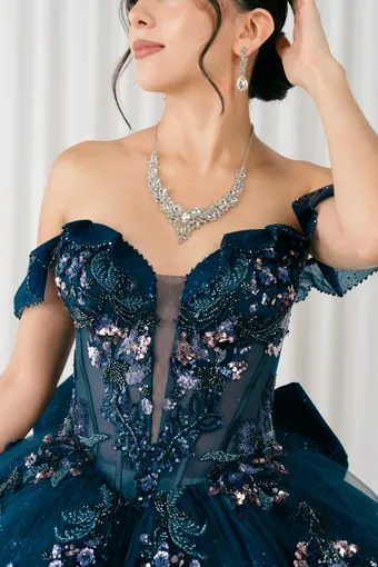 Cinderella Couture 8440JQ 3D Applique Lace Embo Beades On Tulle #2 frontface vertical cropped thumbnail