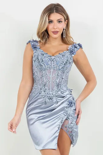 Cinderella Couture 8181JS Embo Lace Satin #13 frontface vertical thumbnail