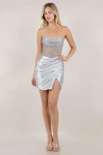 Cinderella Couture 8509JS Satin Rhinestone Strips #5 frontface vertical thumbnail