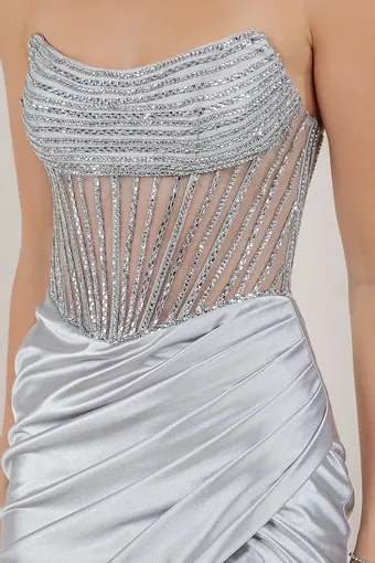 Cinderella Couture 8509JS Satin Rhinestone Strips #11 frontface vertical cropped thumbnail