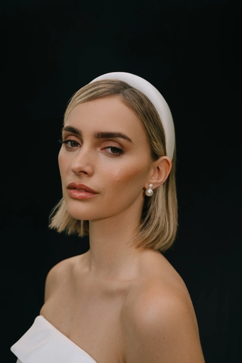 Jenny Yoo 15BA3 Tori Headband in Satin #0 default vertical thumbnail