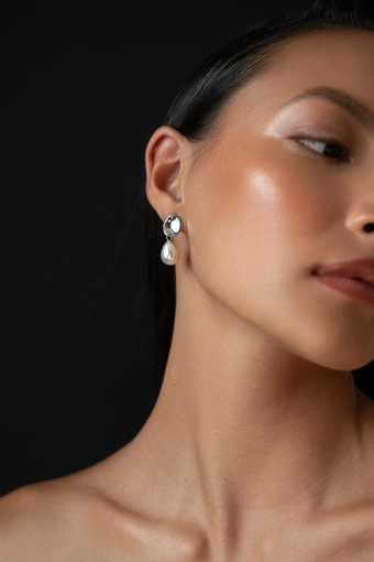 Jenny Yoo AB08 Sculptural Mini Pearl Drop Earring #1 vertical thumbnail