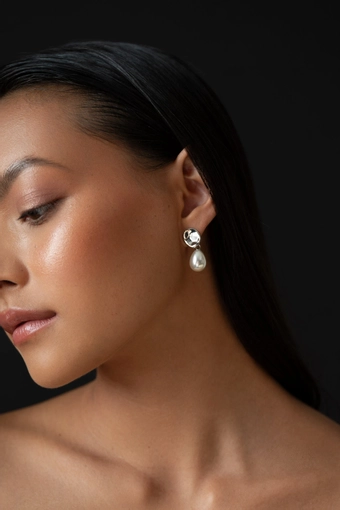 Jenny Yoo AB08 Sculptural Mini Pearl Drop Earring #0 default vertical thumbnail