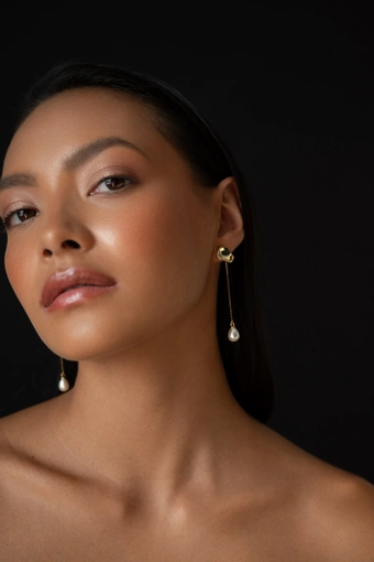 Jenny Yoo AB09 Sculptural Pearl Strand Earring #1 vertical thumbnail