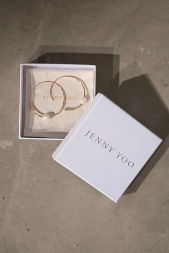 Jenny Yoo J1237 Charlize Gold Hoop Earring #2 vertical thumbnail