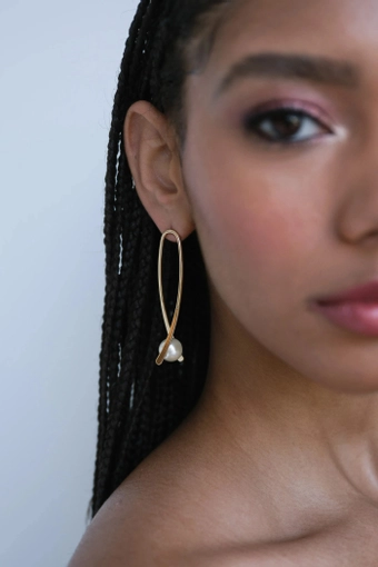 Jenny Yoo J1242 Danna Gold and Pearl Statement Earring #0 default vertical thumbnail