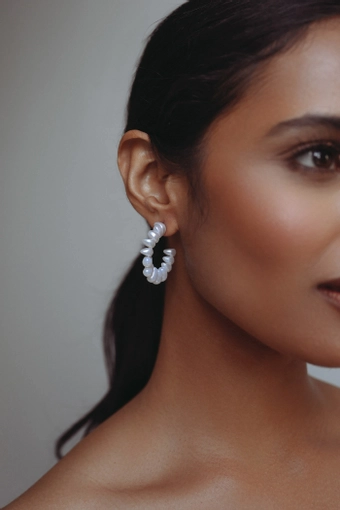 Jenny Yoo J1253 Monaco Pearl Hoop Earring #0 default vertical thumbnail