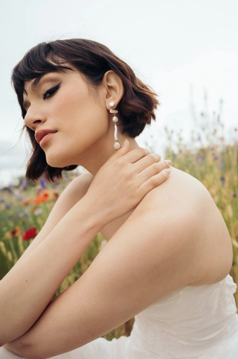 Jenny Yoo J2231 Esme Pearl Statement Earring #4 vertical thumbnail