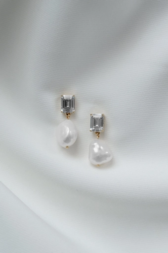 Jenny Yoo J2251 Vivian CZ + Pearl Drop Earring #3 vertical thumbnail