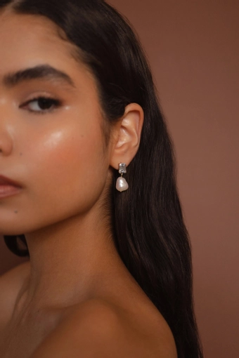 Jenny Yoo J2251 Vivian CZ + Pearl Drop Earring #2 vertical thumbnail