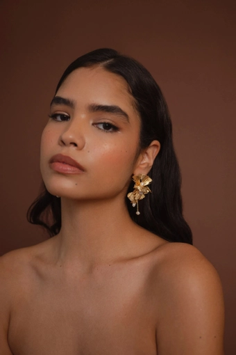 Jenny Yoo J2252 Lotus Floral Statement Earring #0 default vertical thumbnail