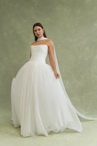 Jenny Yoo SC12682 Iridescent Chiffon Bridal Scarf #0 default frontface vertical thumbnail