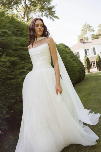 Jenny Yoo SC12682 Iridescent Chiffon Bridal Scarf #1 frontface vertical thumbnail