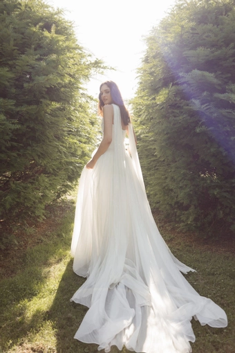 Jenny Yoo SC12682 Iridescent Chiffon Bridal Scarf #2 backface vertical thumbnail