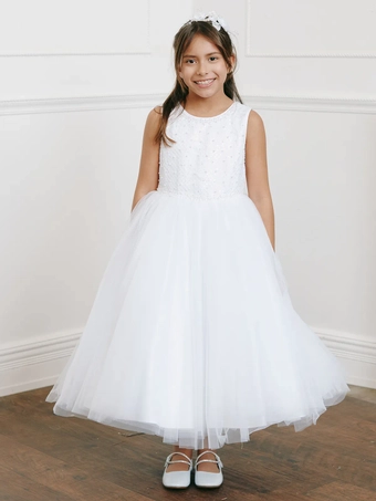 Tip Top Kids 5752   Girls Sequin Tulle Ballgown Special Occasion Dress #1 frontface vertical thumbnail