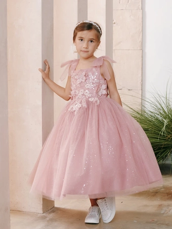 Tip Top Kids 5891   Enchanting Tulle A-Line Flower Girl Gown for Occasions #4 frontface vertical thumbnail