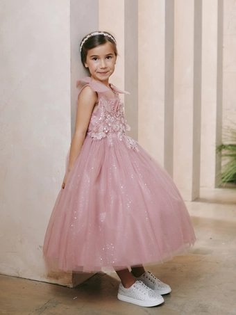 Tip Top Kids 5891   Enchanting Tulle A-Line Flower Girl Gown for Occasions #5 frontface vertical thumbnail