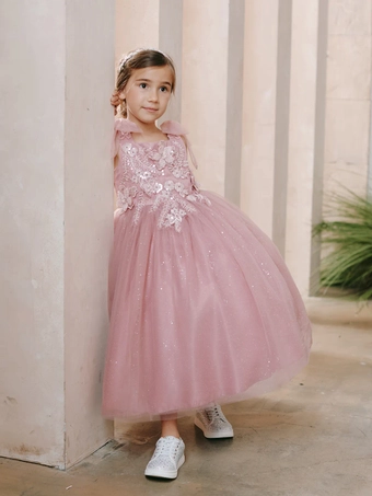 Tip Top Kids 5891   Enchanting Tulle A-Line Flower Girl Gown for Occasions #7 frontface vertical thumbnail