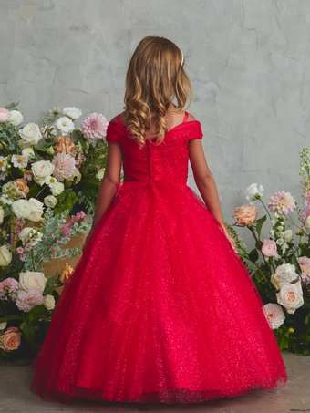 Tip Top Kids 7043   Breathtaking V-neck Ballgown with Beaded waistline, Layered #23 backface vertical thumbnail