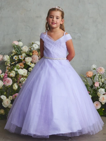 Tip Top Kids 7043   Breathtaking V-neck Ballgown with Beaded waistline, Layered #13 frontface vertical thumbnail