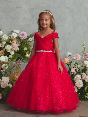 Tip Top Kids 7043   Breathtaking V-neck Ballgown with Beaded waistline, Layered #15 frontface vertical thumbnail