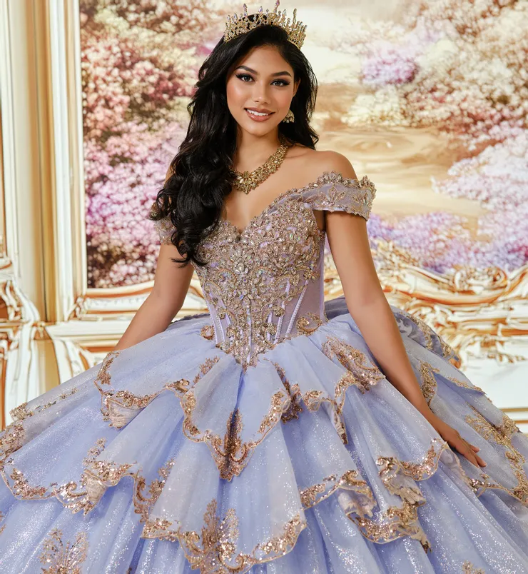Princesa by Ariana Vara Style #PR30242 #4 Periwinkle/Rose Gold frontface vertical cropped picture