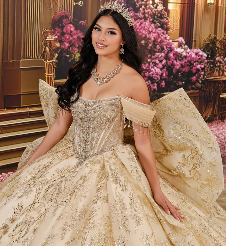 Princesa by Ariana Vara Style #PR30245 #8 Champagne/Gold frontface vertical cropped picture