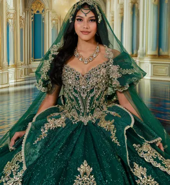 Princesa by Ariana Vara Style #PR30246 #8 Emerald/Gold frontface vertical cropped thumbnail