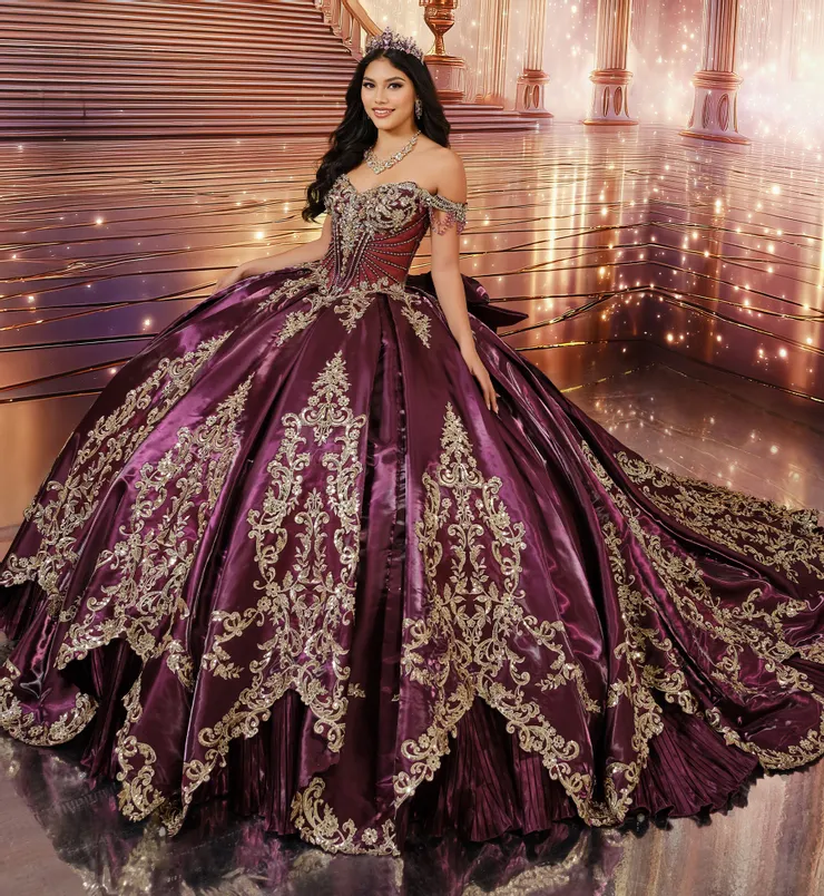 Princesa by Ariana Vara Style #PR30247 #0 default Amethyst/Gold frontface vertical picture