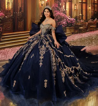 Princesa by Ariana Vara Style #PR30248 #0 default Navy Blue/Rose Gold frontface vertical thumbnail