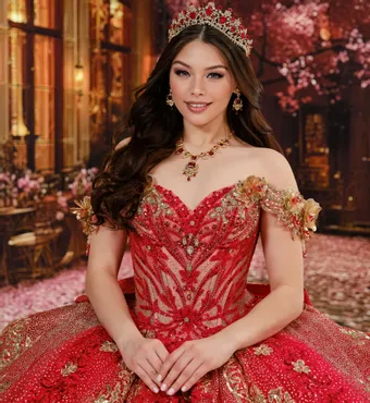 Princesa by Ariana Vara Style #PR30250 #5 Red/Gold frontface vertical cropped thumbnail