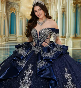 Princesa by Ariana Vara Style #PR30252 #3 Navy Blue/Silver frontface vertical cropped thumbnail