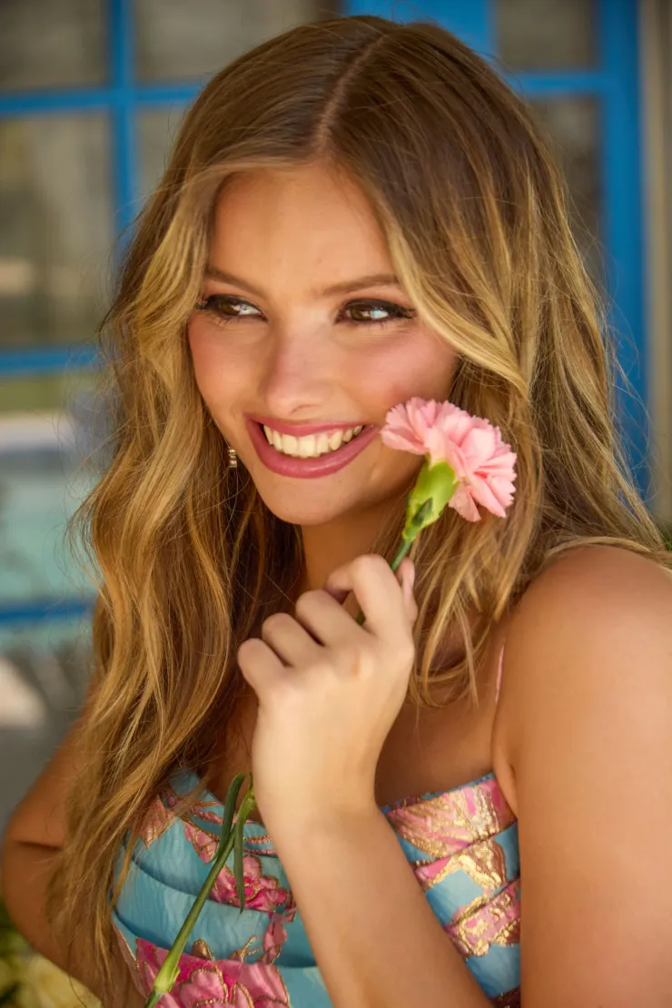 Ava Presley Style #42462 #12 Blue/Pink frontface vertical cropped picture
