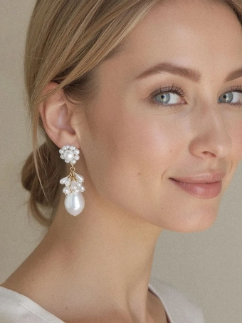 Olive & Piper Junie Earrings #1 Gold/White vertical thumbnail
