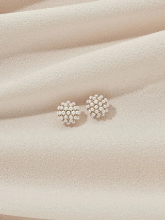 Olive & Piper Mini Pearl Pave Studs #2 Gold vertical thumbnail