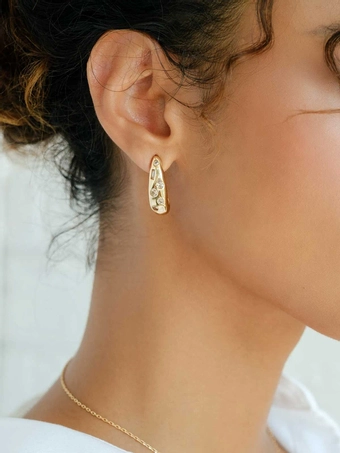 Olive & Piper Ren Hoops #2 Gold vertical thumbnail