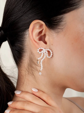 Olive & Piper Sia Earrings #2 Gold/Pearl vertical thumbnail