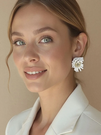 Olive & Piper Tulum Earrings #1 Gold/White vertical thumbnail