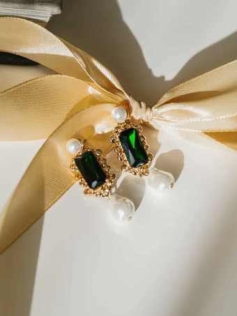 Olive & Piper Vittoria Drops #2 Gold/Emerald vertical thumbnail