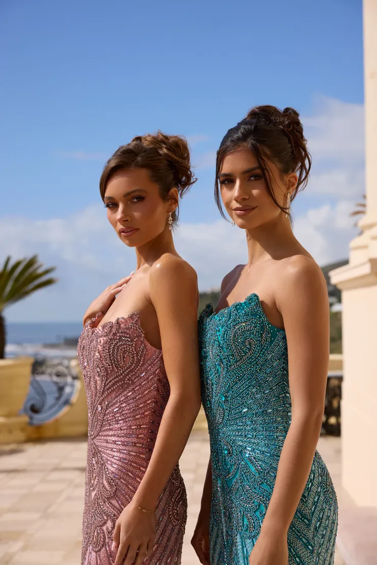 Portia and Scarlett Style #PS26863C #7 Pink Aqua frontface vertical cropped picture