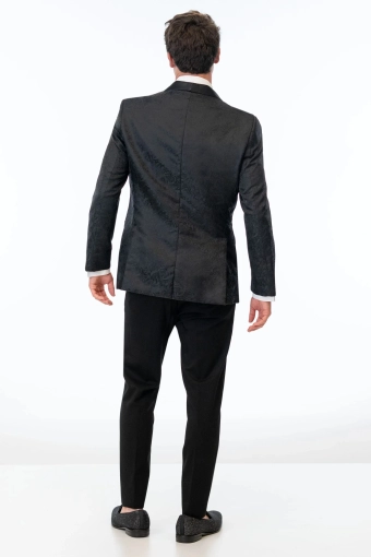 Jim's Formal Wear Style #Black Paisley Slim Fit Tuxedo Coat #2 default backface vertical thumbnail