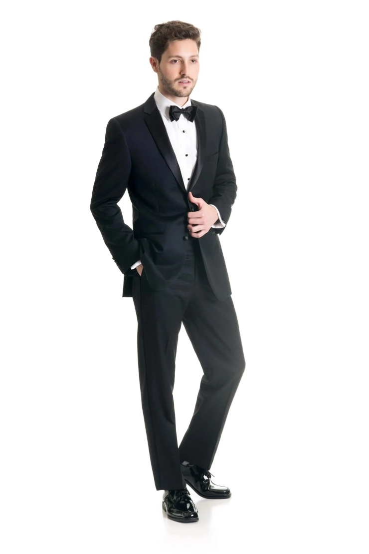 Jim's Formal Wear Black Slim Fit Tuxedo Coat #1 frontface vertical picture