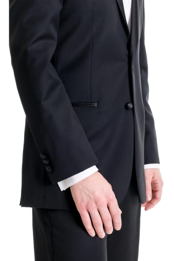 Jim's Formal Wear Style #Black Slim Fit Tuxedo Coat #5 frontface vertical cropped thumbnail